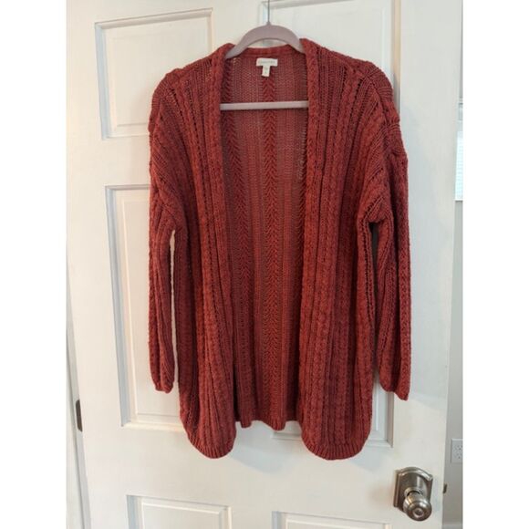 Garnet Hill Linen Crochet Duster Cardigan, Rust, Medium - Picture 1 of 5